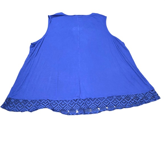 AnyWear by Catherines V-Neck Tunic Tank Top Women's Size 4X Royal Blue Lattice - Picture 2 of 6